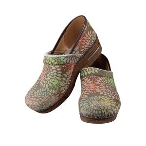 Dansko Vegan Clogs Size 40 Floral Print Comfort Slip‎ On Casual Shoes